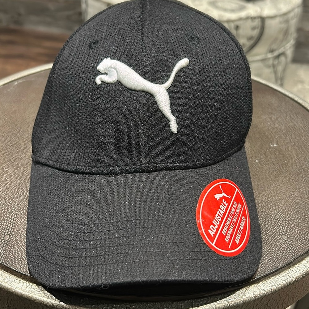 PUMA Stretch-Fit Black & White Style Men's Hat Cap Adult